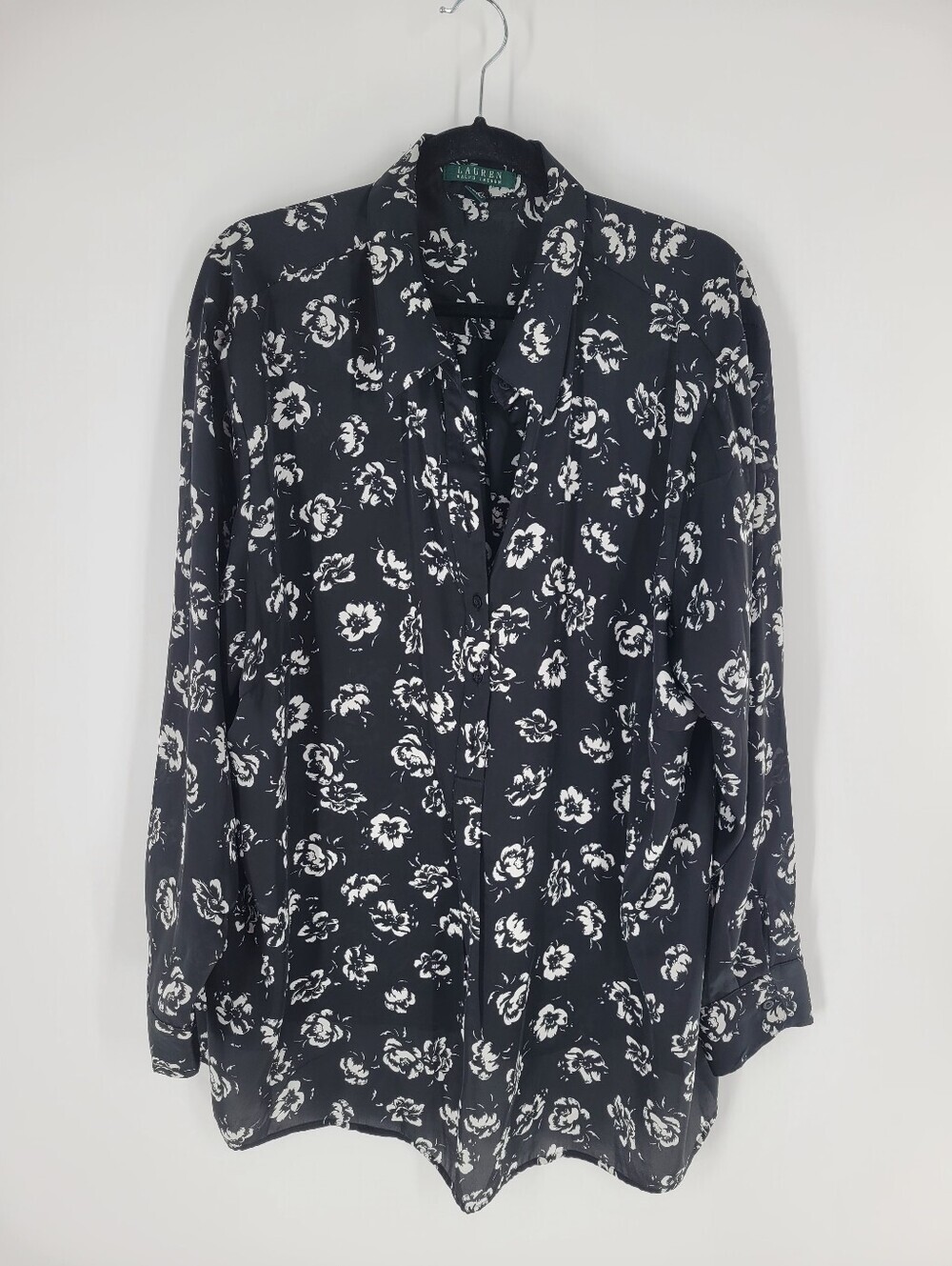 Ralph Lauren Black and White Floral Button-Down Shirt Size 3X
